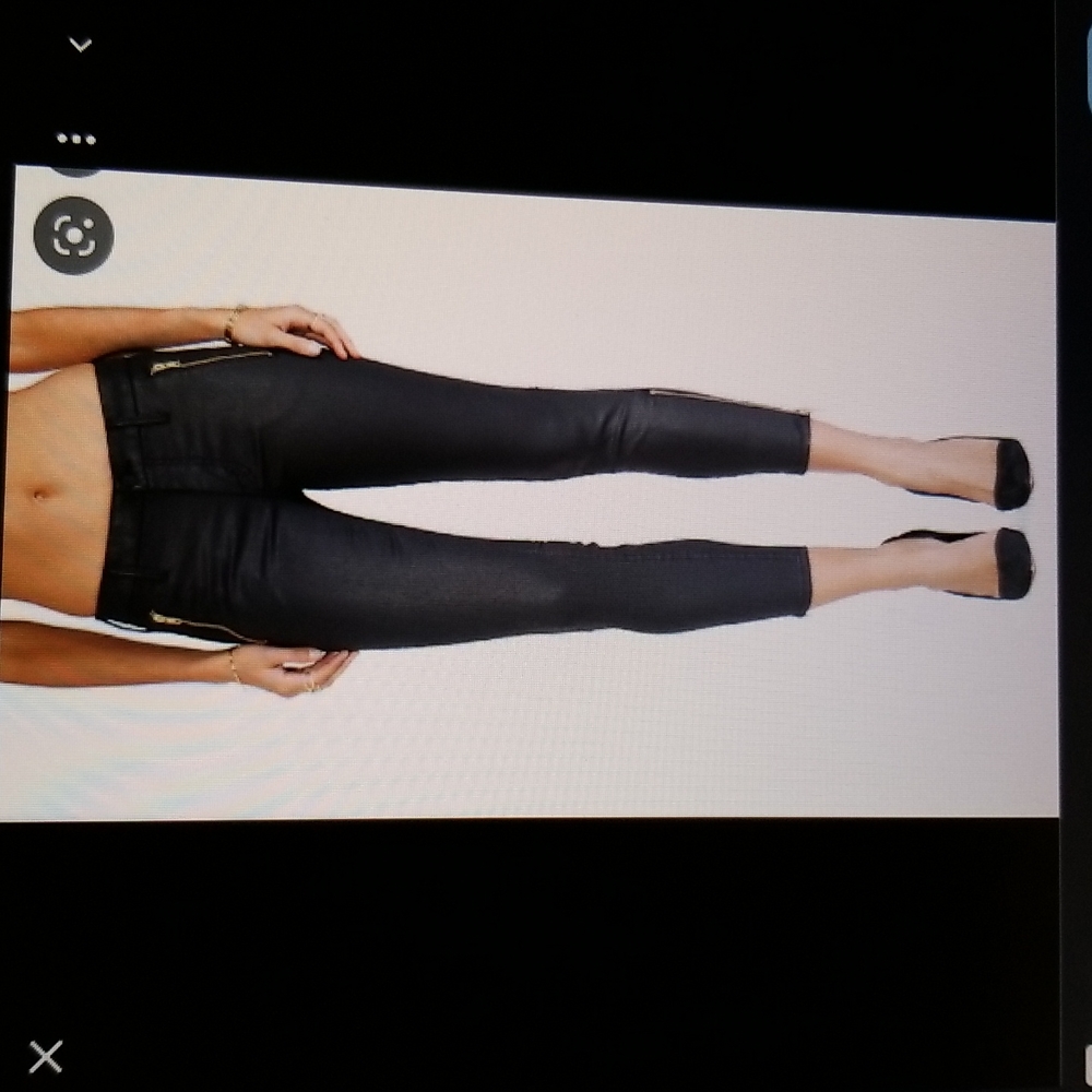 Mother Crop zip Muse coated jeans
